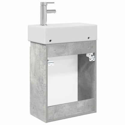 Bathroom Vanity Unit with Tap Concrete Grey 45.5 x 22.5 x 84 cm