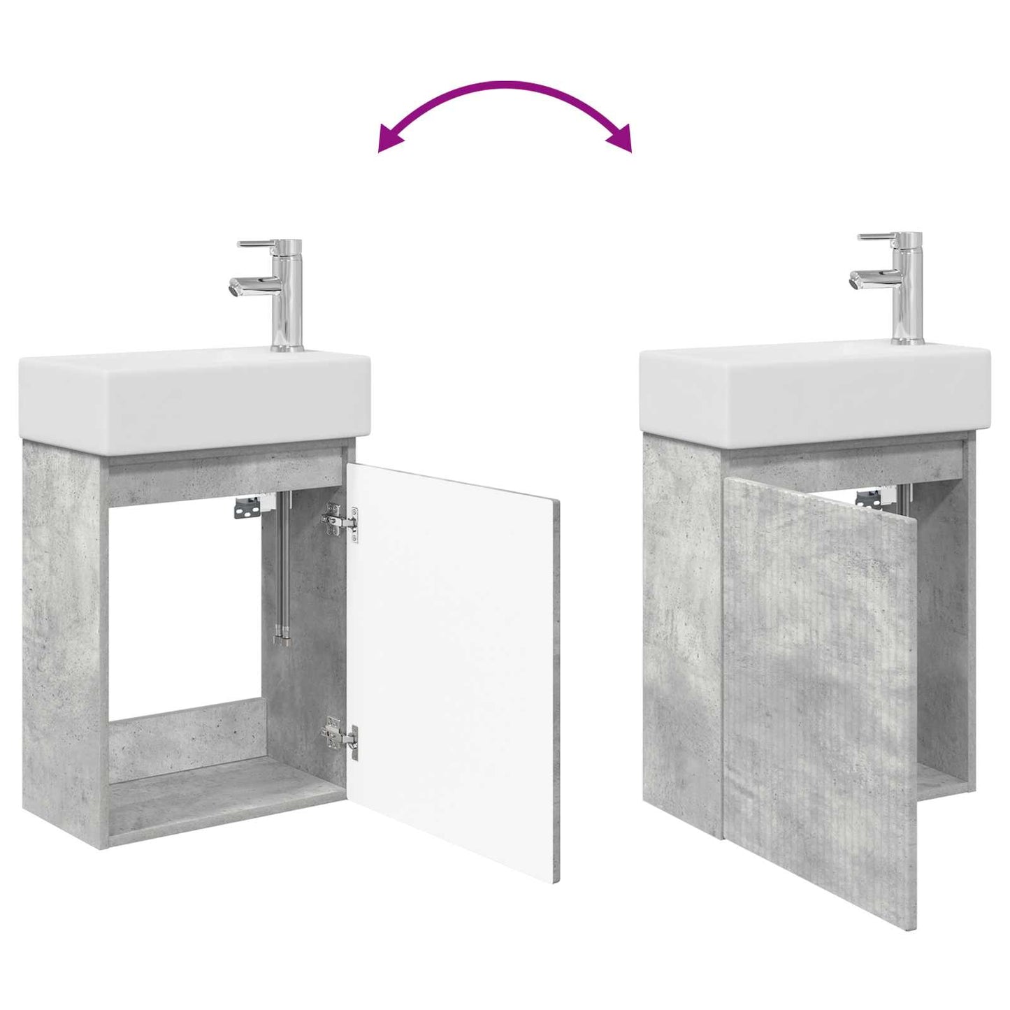 Bathroom Vanity Unit with Tap Concrete Grey 45.5 x 22.5 x 84 cm