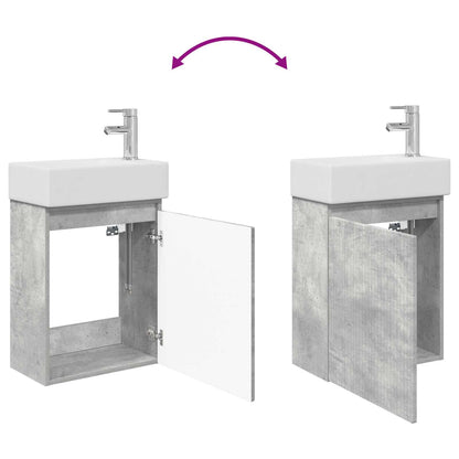 Bathroom Vanity Unit with Tap Concrete Grey 45.5 x 22.5 x 84 cm