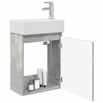 Bathroom Vanity Unit with Tap Concrete Grey 45.5 x 22.5 x 84 cm
