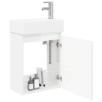 Bathroom Vanity Unit with Tap High Gloss White