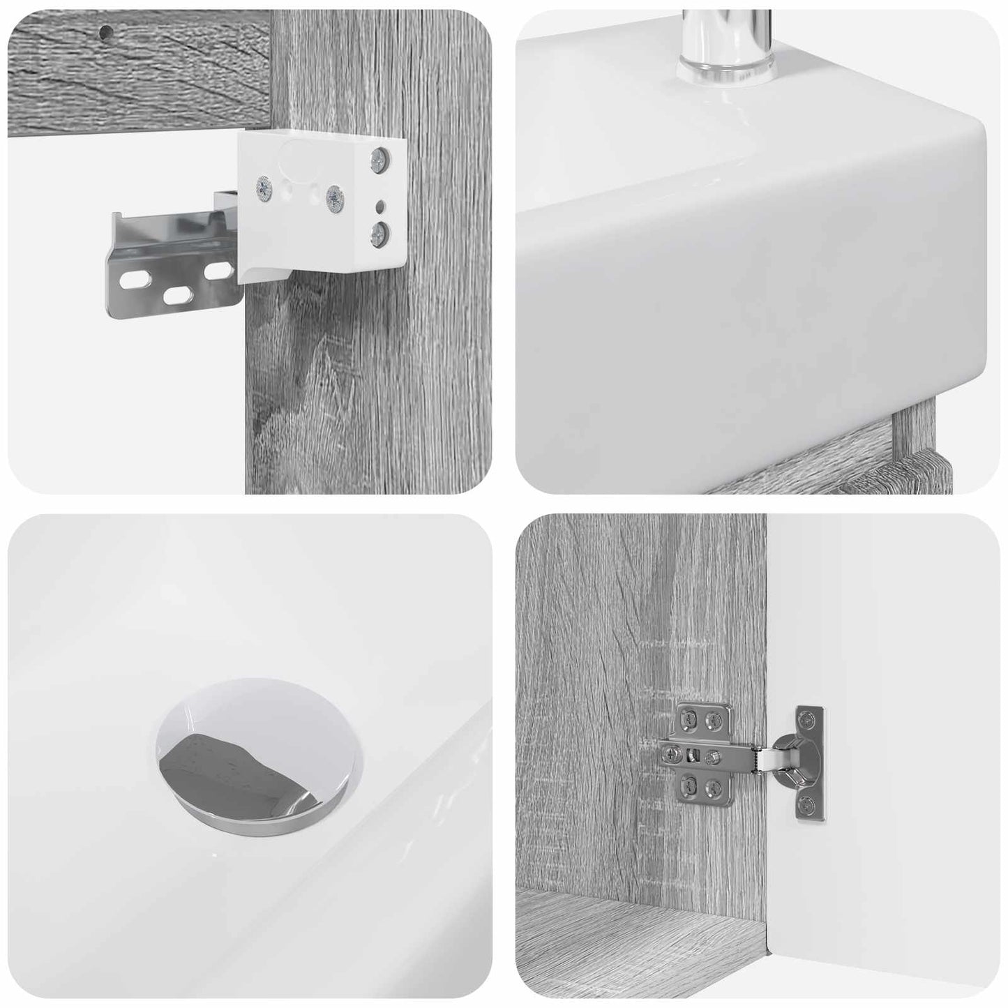 Bathroom Vanity Unit with Tap Grey Sonoma 45.5 x 22.5 x 84 cm