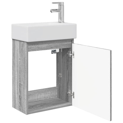 Bathroom Vanity Unit with Tap Grey Sonoma 45.5 x 22.5 x 84 cm