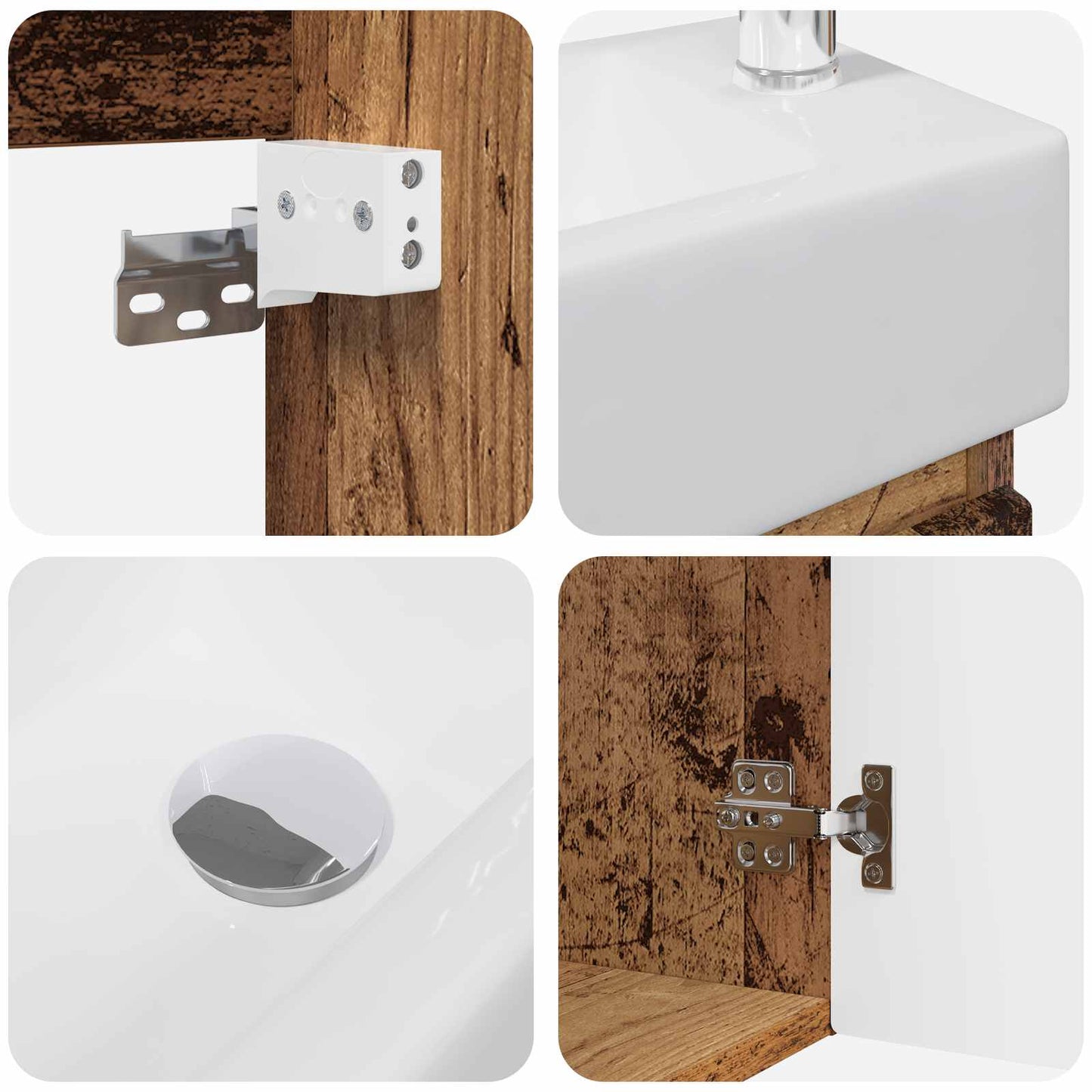 Bathroom Vanity Unit with Tap Old Wood 45.5 x 22.5 x 84 cm