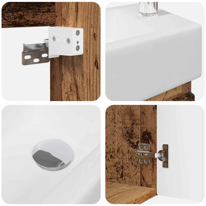 Bathroom Vanity Unit with Tap Old Wood 45.5 x 22.5 x 84 cm