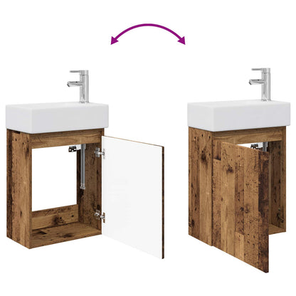 Bathroom Vanity Unit with Tap Old Wood 45.5 x 22.5 x 84 cm