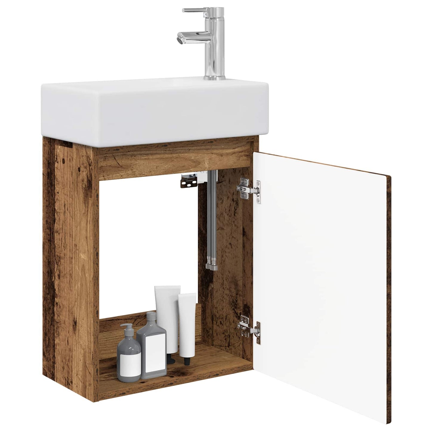 Bathroom Vanity Unit with Tap Old Wood 45.5 x 22.5 x 84 cm