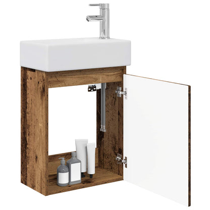 Bathroom Vanity Unit with Tap Old Wood 45.5 x 22.5 x 84 cm