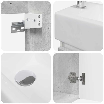 Bathroom Vanity Unit with Tap Concrete Grey 45.5 x 22.5 x 84 cm