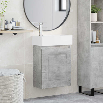 Bathroom Vanity Unit with Tap Concrete Grey 45.5 x 22.5 x 84 cm