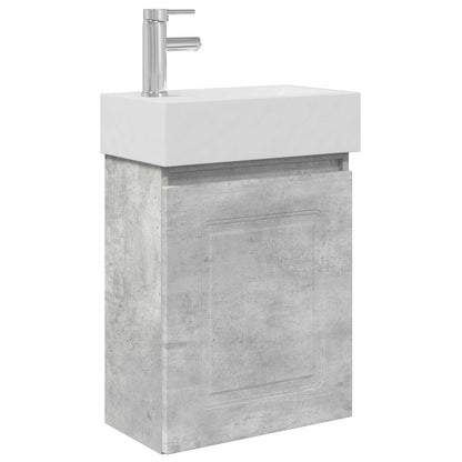 Bathroom Vanity Unit with Tap Concrete Grey 45.5 x 22.5 x 84 cm
