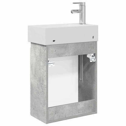 Bathroom Vanity Unit with Tap Concrete Grey 45.5 x 22.5 x 84 cm