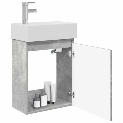 Bathroom Vanity Unit with Tap Concrete Grey 45.5 x 22.5 x 84 cm