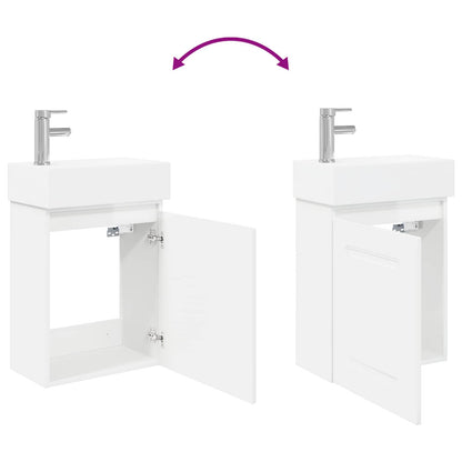 Bathroom Vanity Unit with Tap High Gloss White
