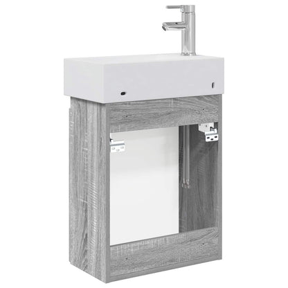 Bathroom Vanity Unit with Tap Grey Sonoma 45.5 x 22.5 x 84 cm