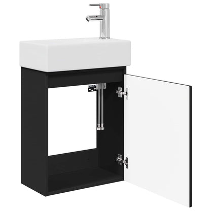 Bathroom Vanity Unit with Tap Black 45.5 x 22.5 x 84 cm