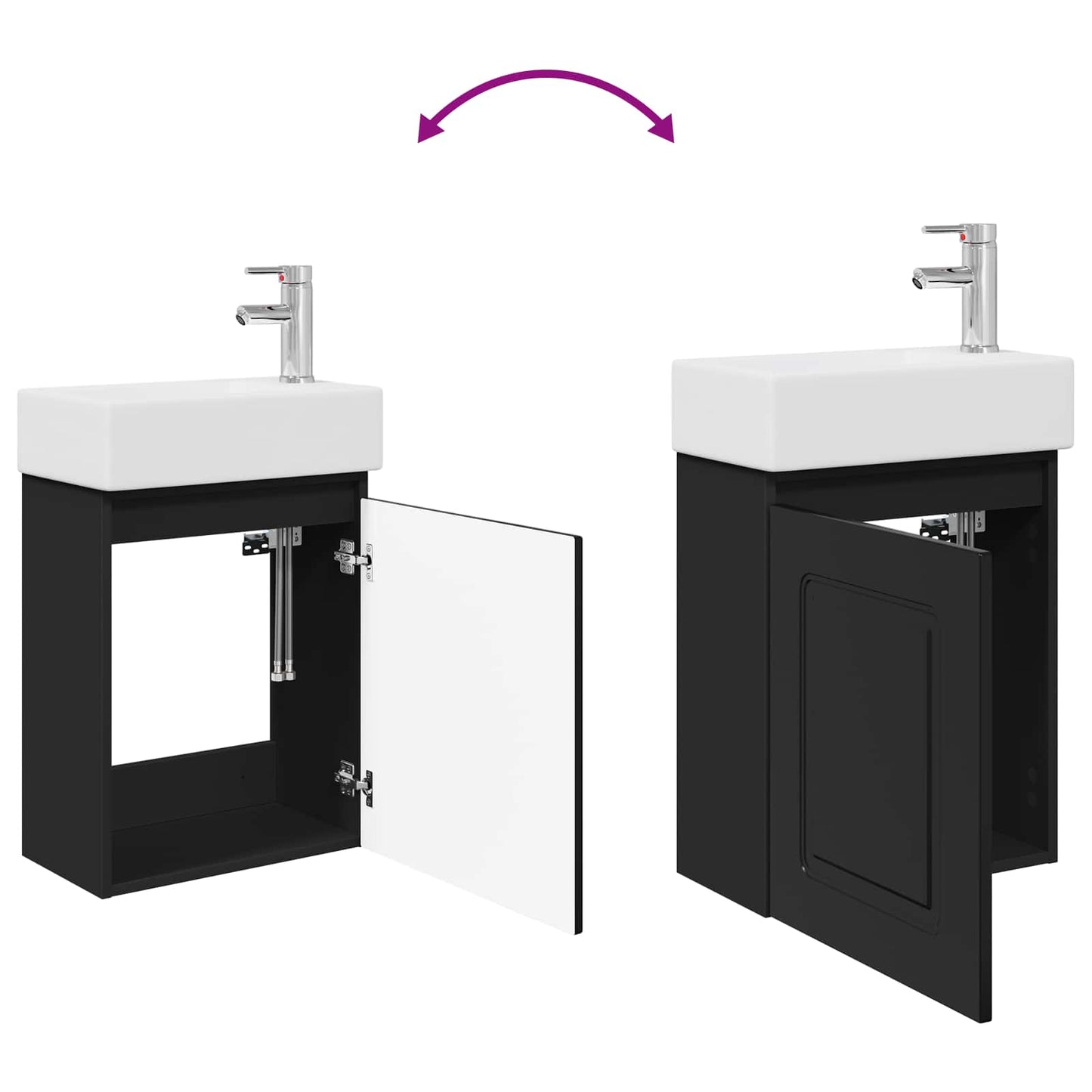 Bathroom Vanity Unit with Tap Black 45.5 x 22.5 x 84 cm