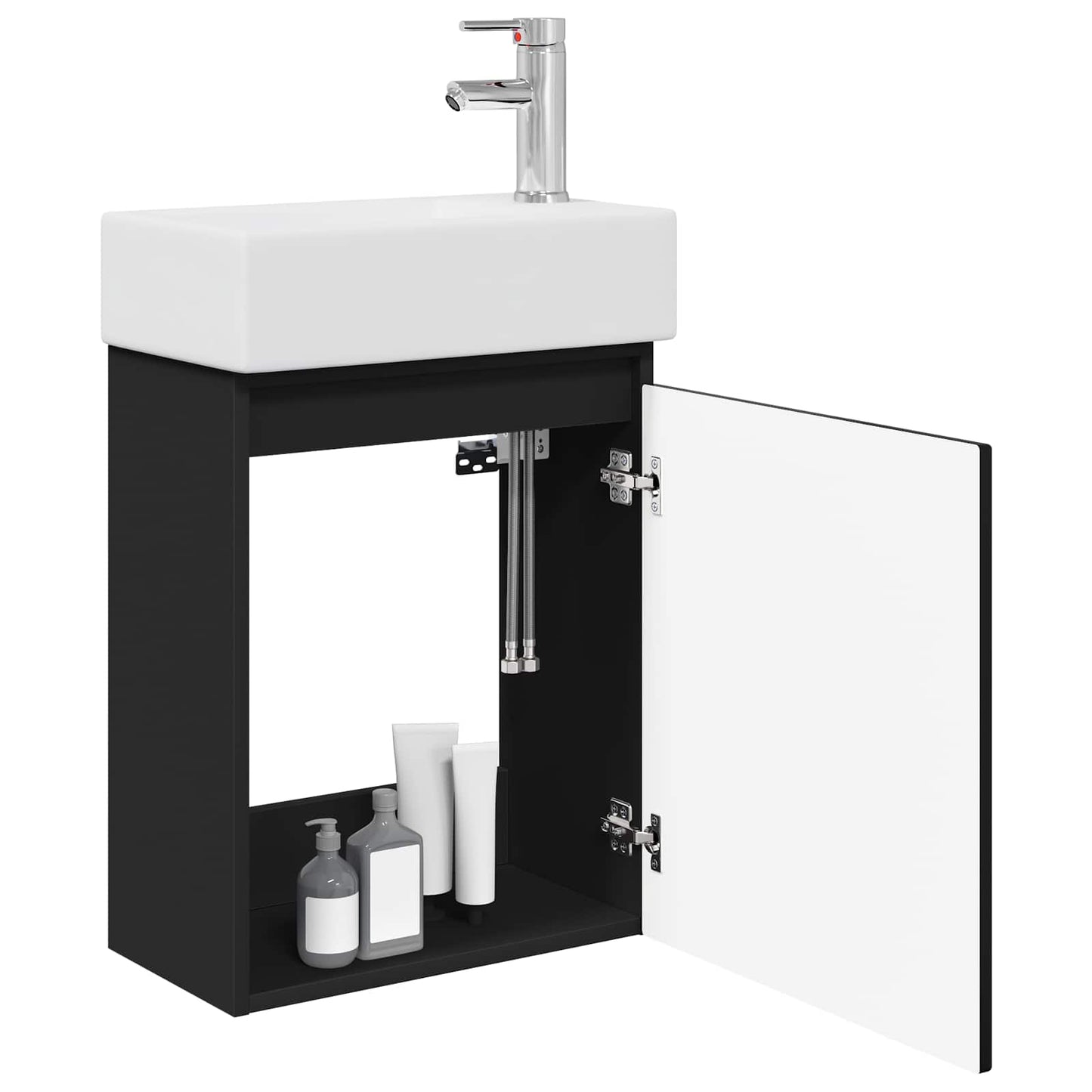 Bathroom Vanity Unit with Tap Black 45.5 x 22.5 x 84 cm