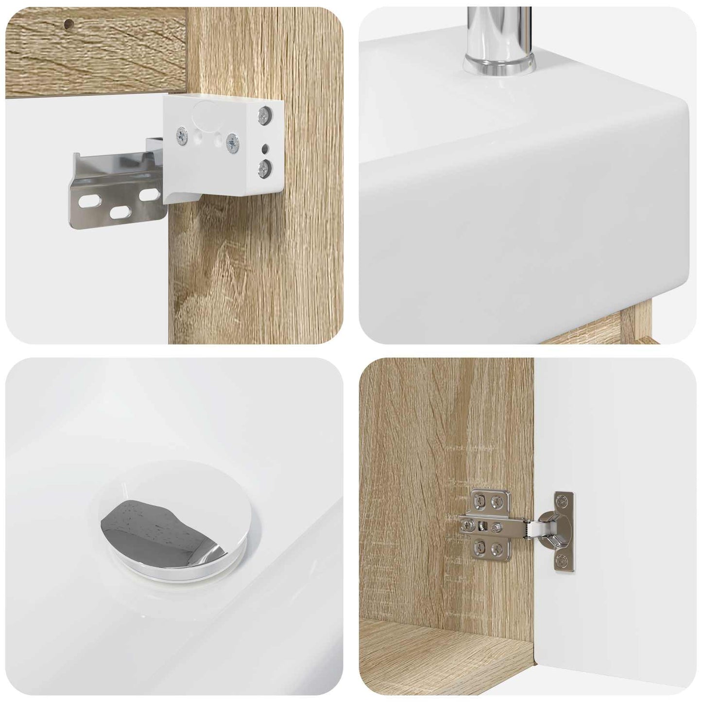 Bathroom Vanity Unit with Tap Sonoma Oak 45.5 x 22.5 x 84 cm