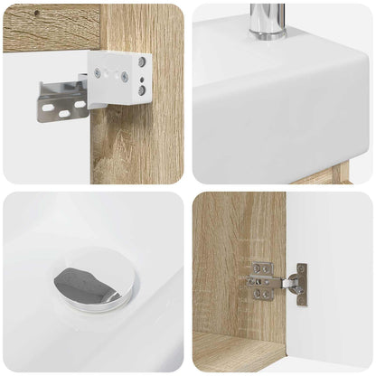 Bathroom Vanity Unit with Tap Sonoma Oak 45.5 x 22.5 x 84 cm