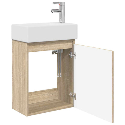 Bathroom Vanity Unit with Tap Sonoma Oak 45.5 x 22.5 x 84 cm