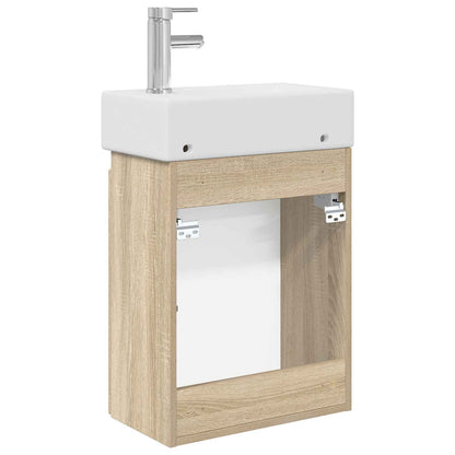 Bathroom Vanity Unit with Tap Sonoma Oak 45.5 x 22.5 x 84 cm