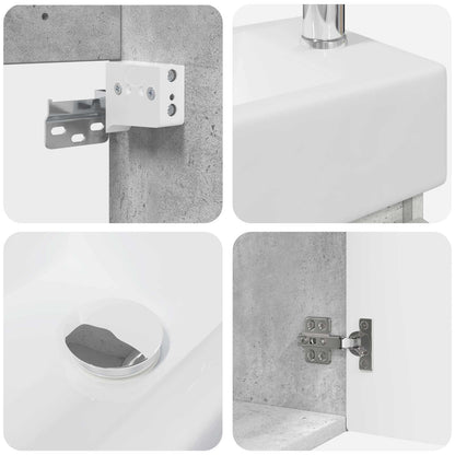Bathroom Vanity Unit with Tap Concrete Grey 45.5 x 22.5 x 84 cm