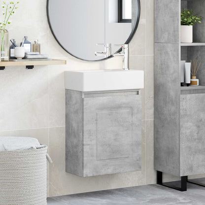Bathroom Vanity Unit with Tap Concrete Grey 45.5 x 22.5 x 84 cm