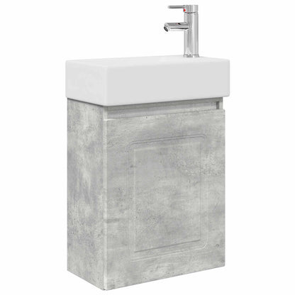 Bathroom Vanity Unit with Tap Concrete Grey 45.5 x 22.5 x 84 cm