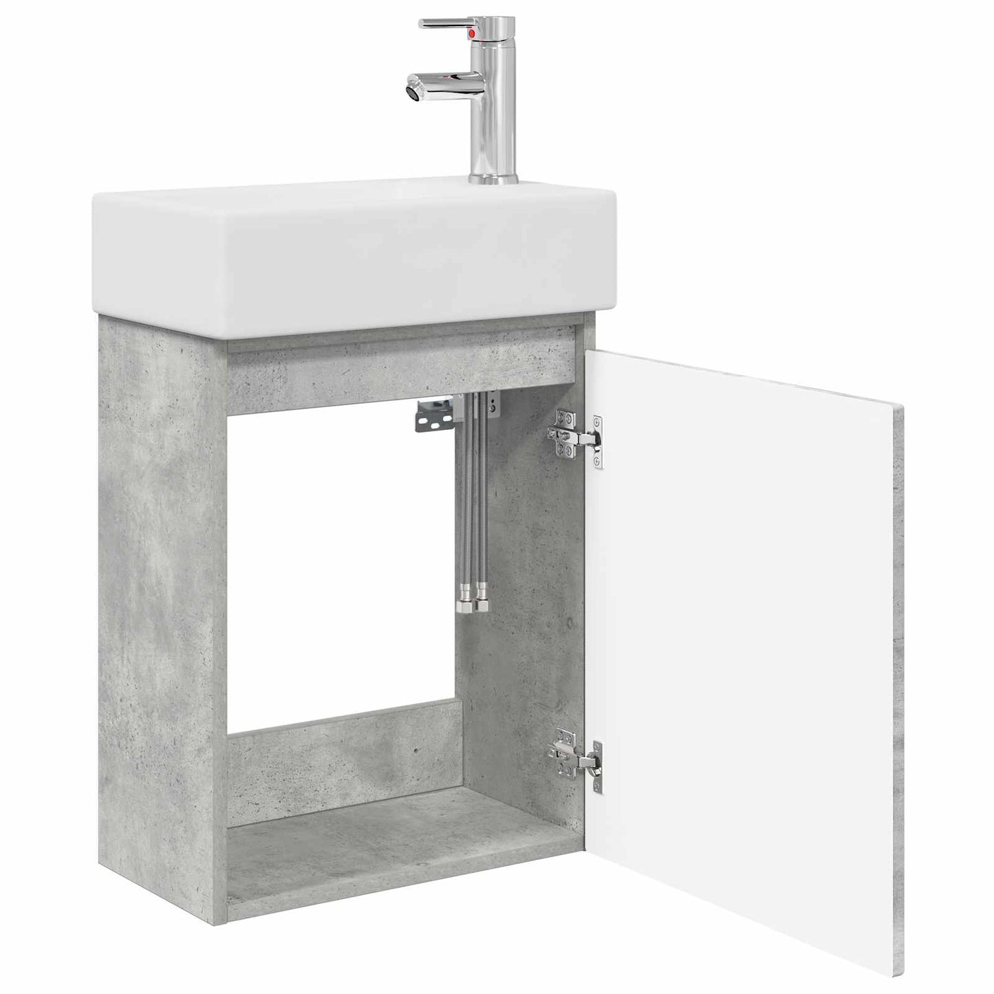 Bathroom Vanity Unit with Tap Concrete Grey 45.5 x 22.5 x 84 cm