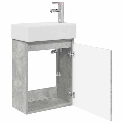 Bathroom Vanity Unit with Tap Concrete Grey 45.5 x 22.5 x 84 cm
