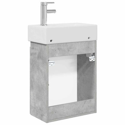 Bathroom Vanity Unit with Tap Concrete Grey 45.5 x 22.5 x 84 cm