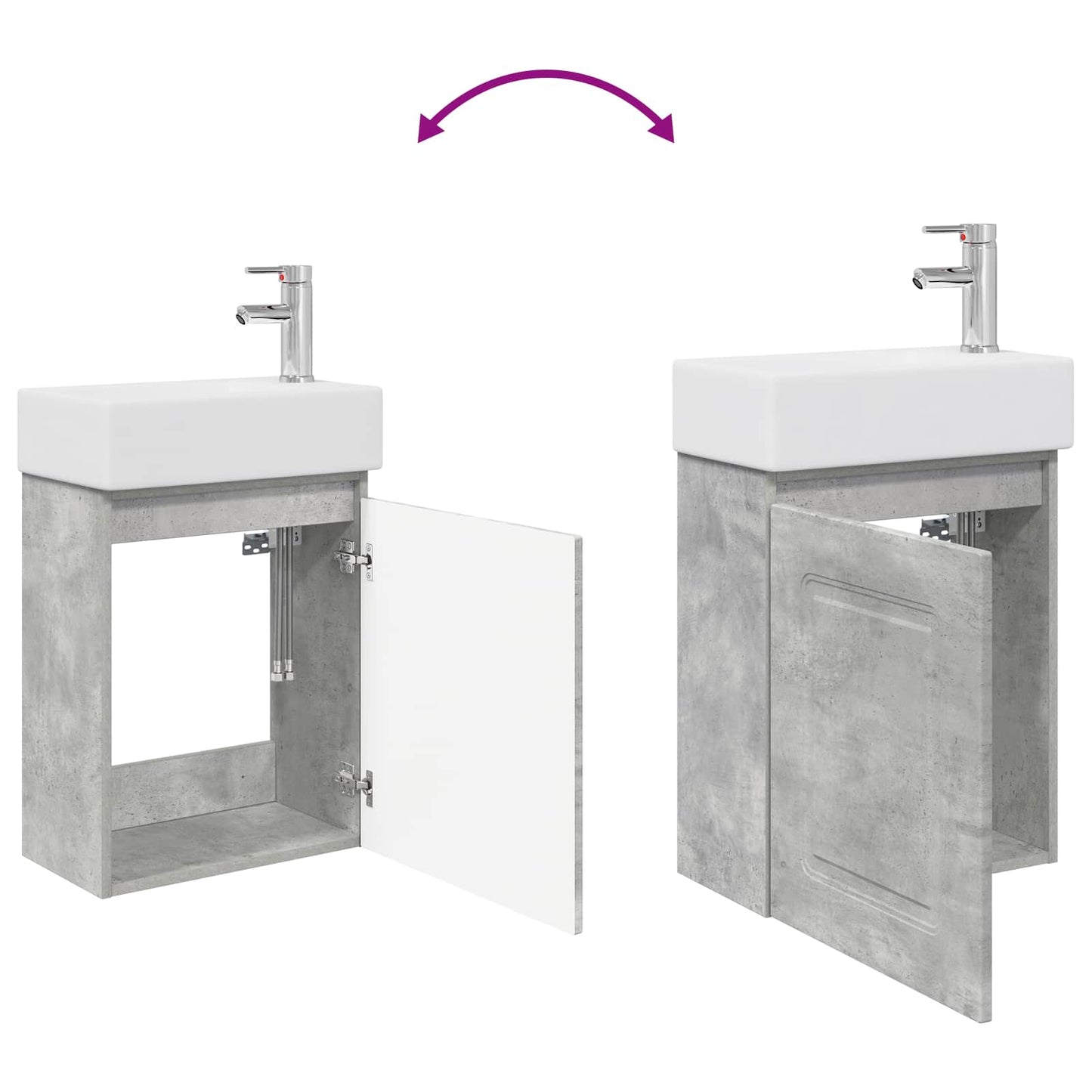 Bathroom Vanity Unit with Tap Concrete Grey 45.5 x 22.5 x 84 cm