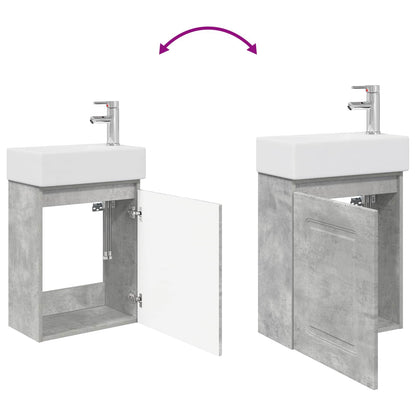 Bathroom Vanity Unit with Tap Concrete Grey 45.5 x 22.5 x 84 cm