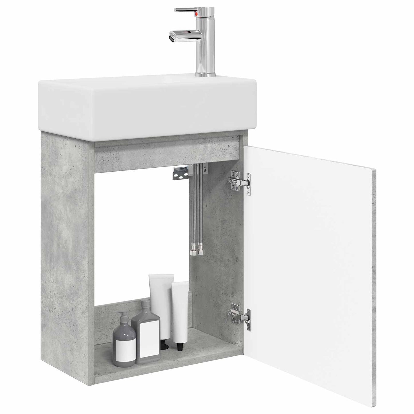 Bathroom Vanity Unit with Tap Concrete Grey 45.5 x 22.5 x 84 cm