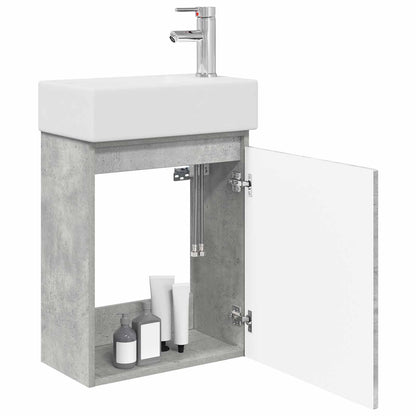 Bathroom Vanity Unit with Tap Concrete Grey 45.5 x 22.5 x 84 cm