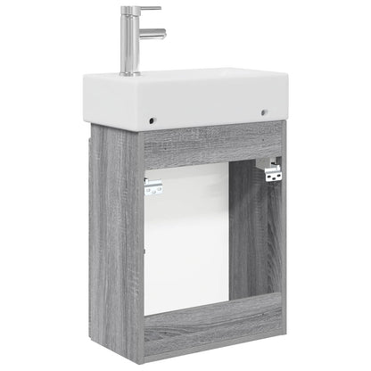 Bathroom Vanity Unit with Tap Grey Sonoma 45.5 x 22.5 x 84 cm