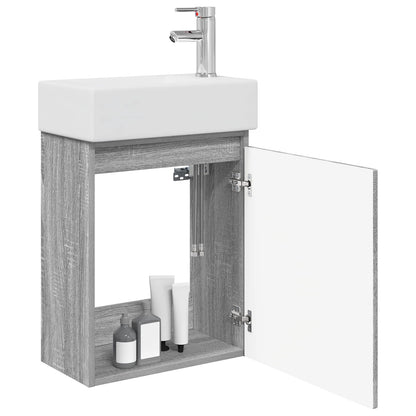 Bathroom Vanity Unit with Tap Grey Sonoma 45.5 x 22.5 x 84 cm