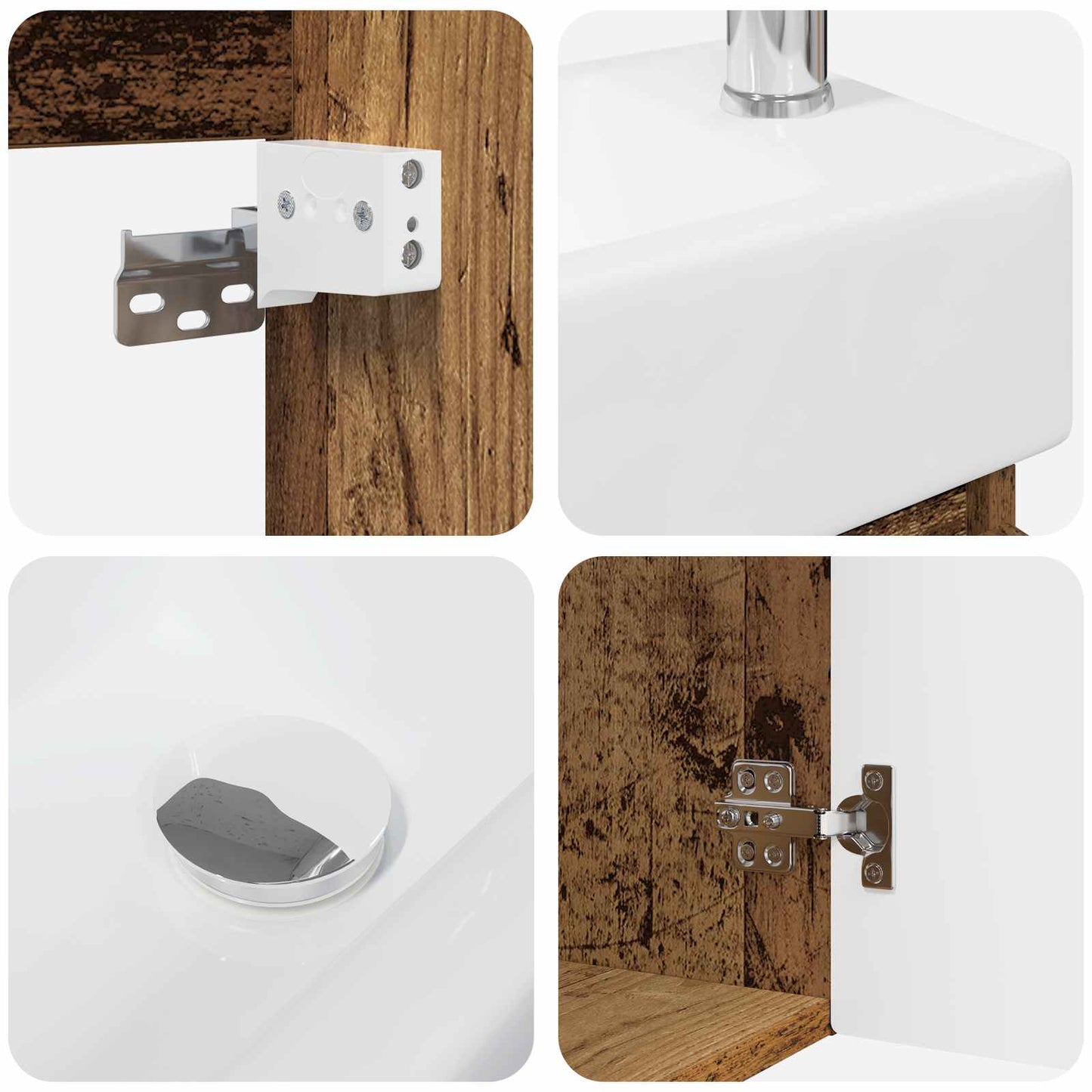 Bathroom Vanity Unit with Tap Old Wood 45.5 x 22.5 x 84 cm