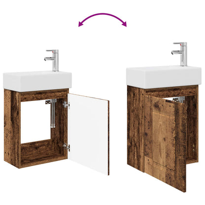 Bathroom Vanity Unit with Tap Old Wood 45.5 x 22.5 x 84 cm