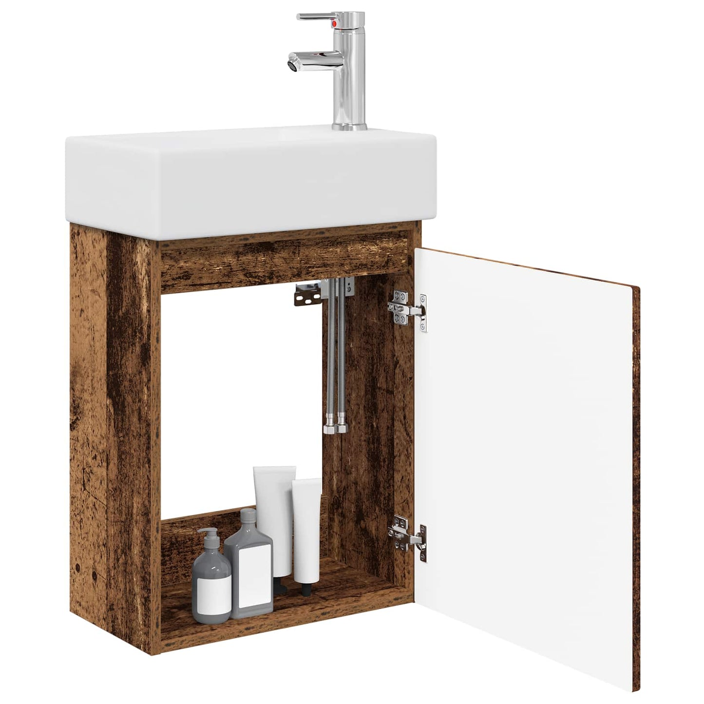 Bathroom Vanity Unit with Tap Old Wood 45.5 x 22.5 x 84 cm