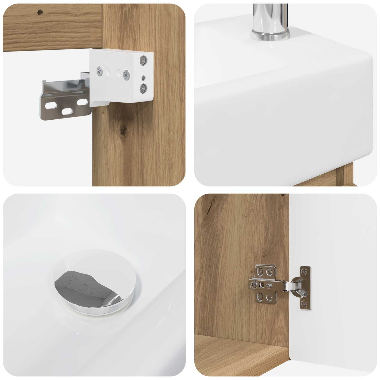 Bathroom Vanity Unit with Tap Artisan Oak 45.5 x 22.5 x 84 cm