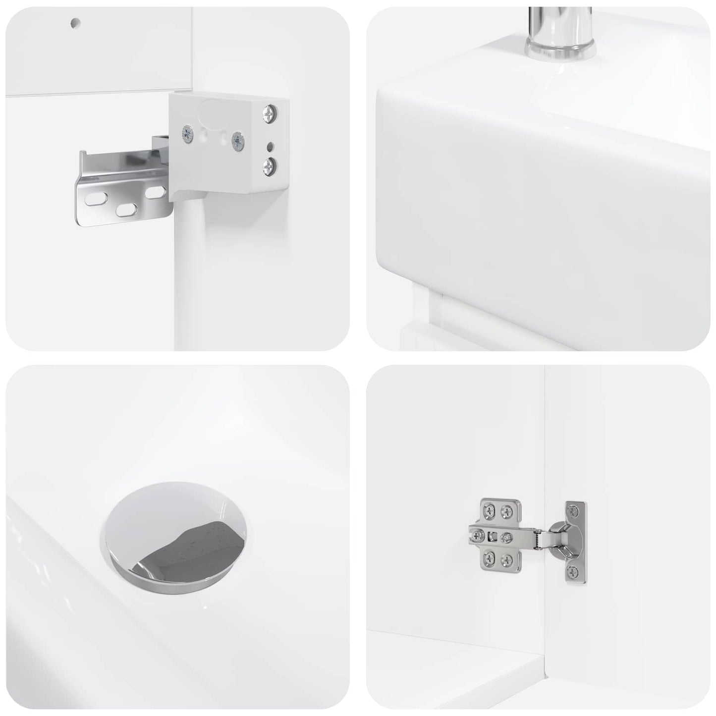 Bathroom Vanity Unit with Tap White 45.5 x 25.5 x 84 cm