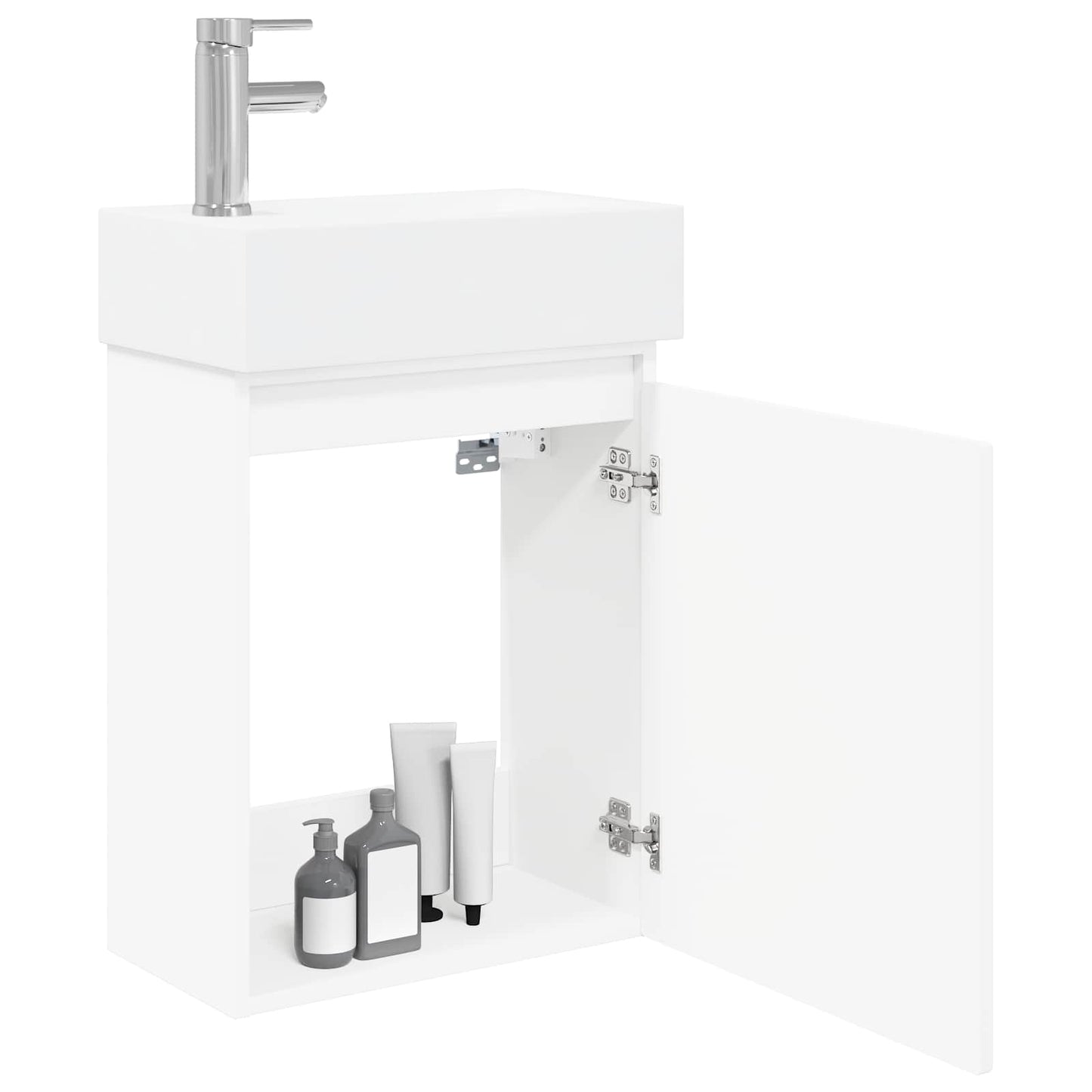 Bathroom Vanity Unit with Tap White 45.5 x 25.5 x 84 cm