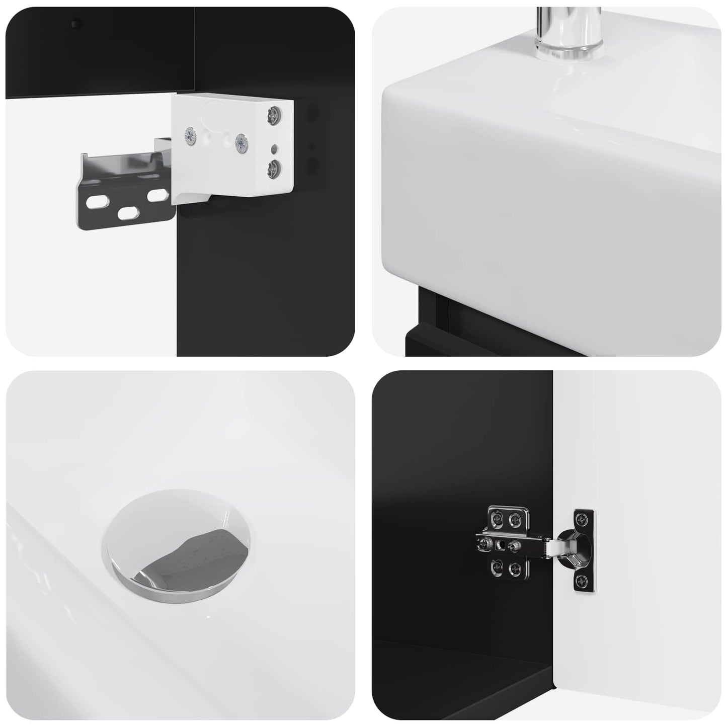 Bathroom Vanity Unit with Tap Black 45.5 x 25.5 x 84 cm