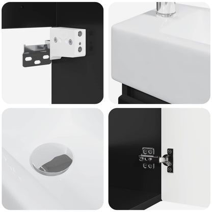 Bathroom Vanity Unit with Tap Black 45.5 x 25.5 x 84 cm