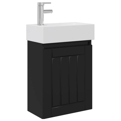 Bathroom Vanity Unit with Tap Black 45.5 x 25.5 x 84 cm