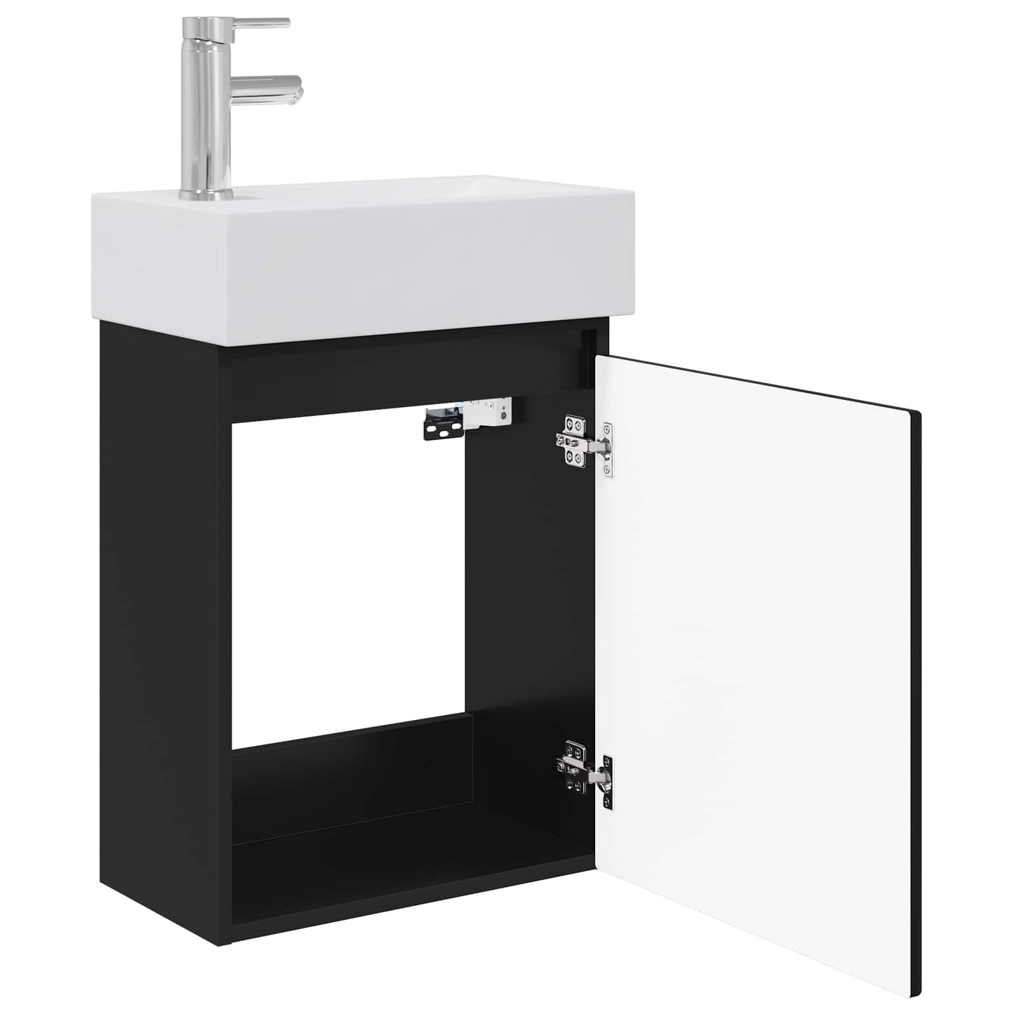 Bathroom Vanity Unit with Tap Black 45.5 x 25.5 x 84 cm