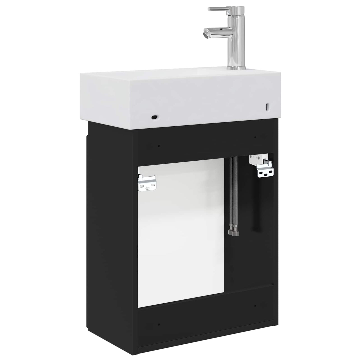 Bathroom Vanity Unit with Tap Black 45.5 x 25.5 x 84 cm