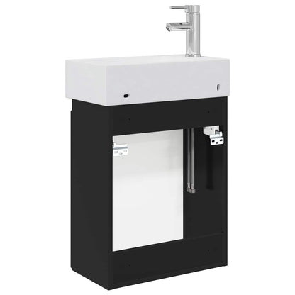 Bathroom Vanity Unit with Tap Black 45.5 x 25.5 x 84 cm